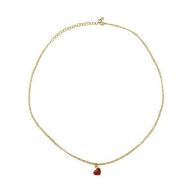 Rode hartjes ketting goud