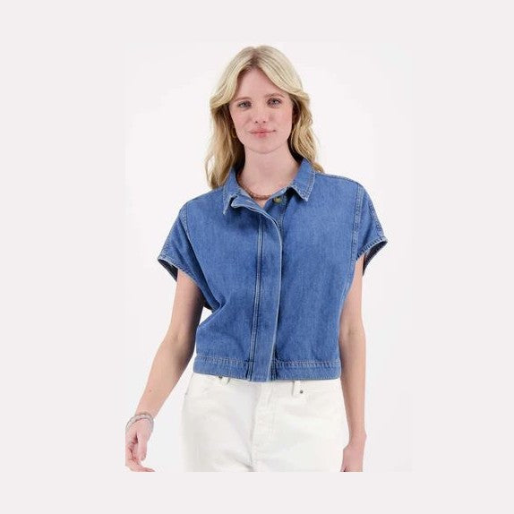 Zusss denim mouwloos mid blue denim