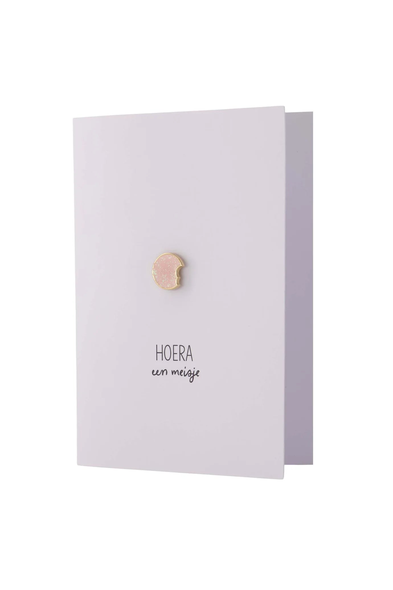 Zusss wenskaart hoera een meisje broche wit/roze