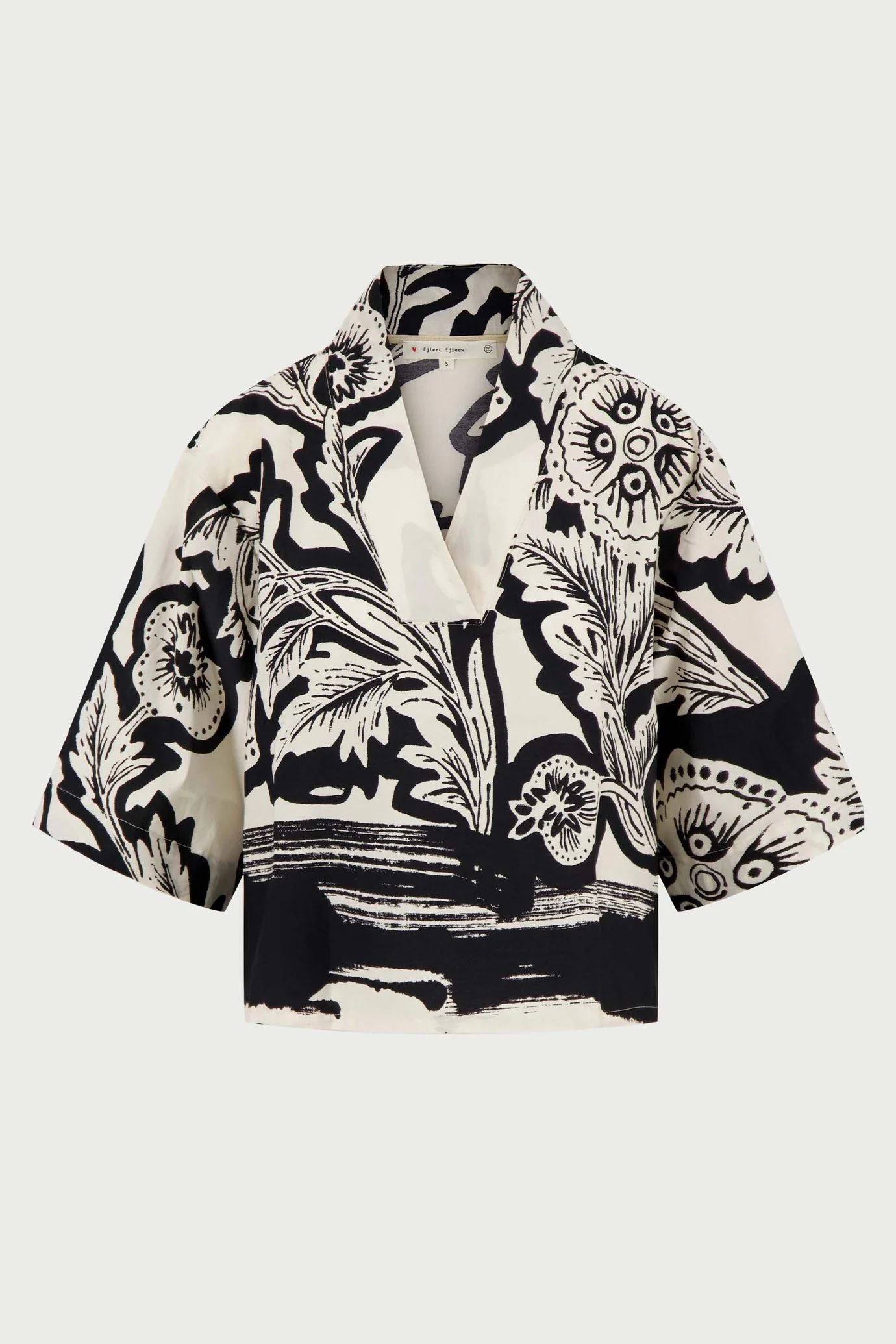V hals woven top borderprint