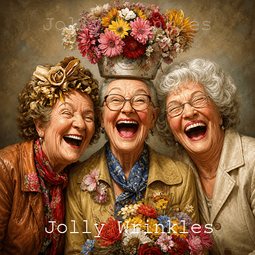 Jolly wrinkles wenskaart vrolijke vriendinnen