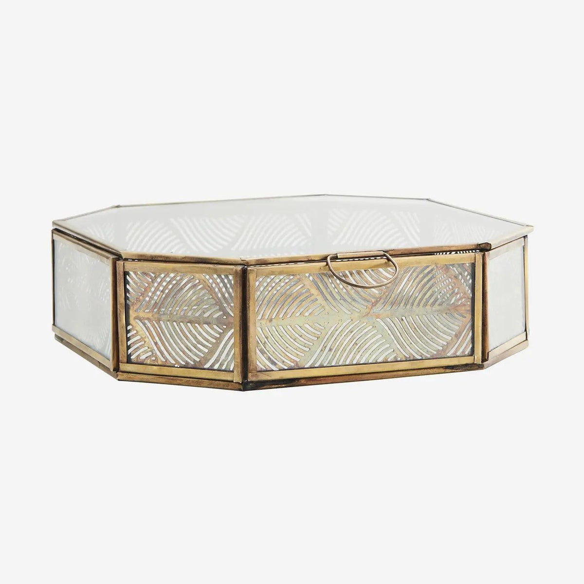 Madam Stoltz glass box w/ carved iron