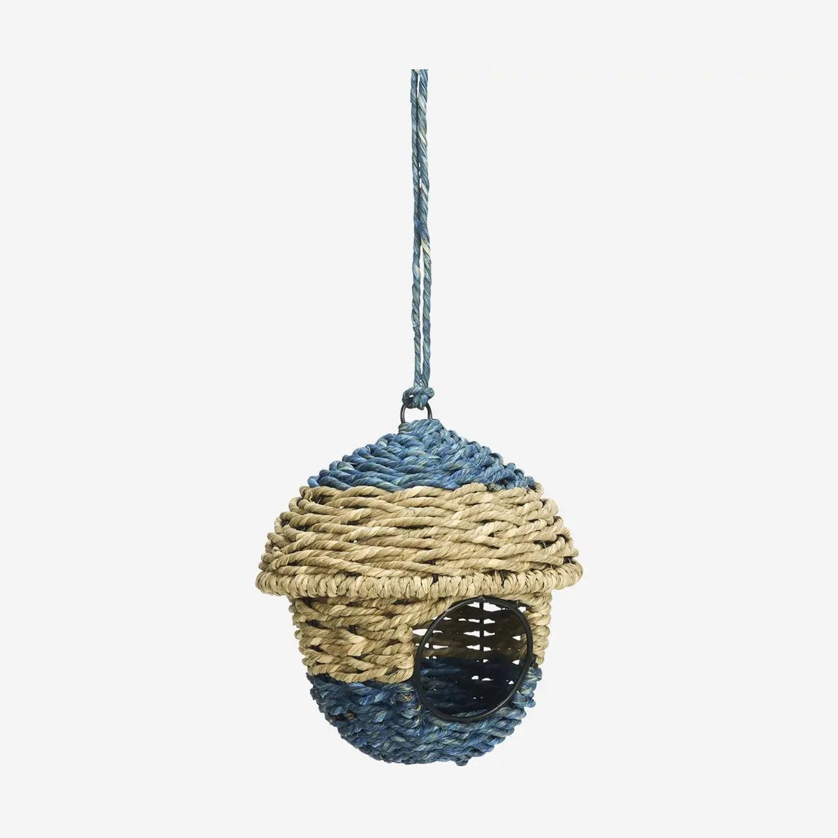 Madam stoltz Hanging bird house Natural blue