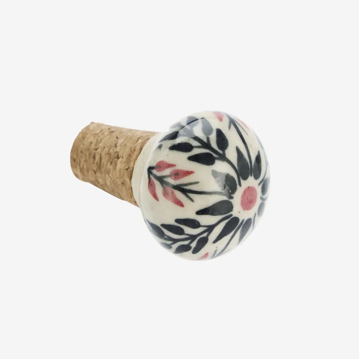 Madam stoltz hand-painted stoneware bottle stopper colored