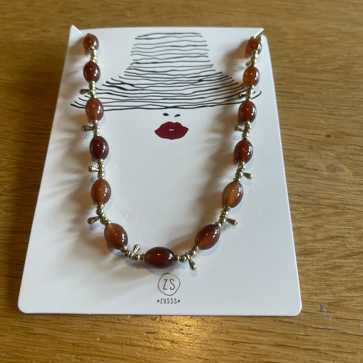 Zusss ketting met gekleurde kralen classy red / gold