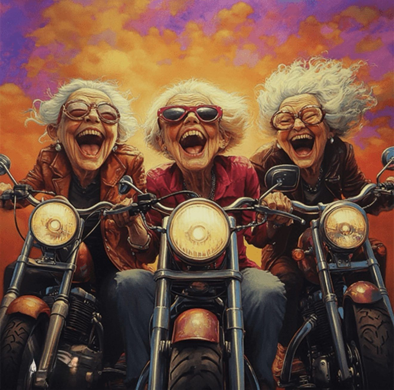 Jolly wrinkles wenskaart motordames