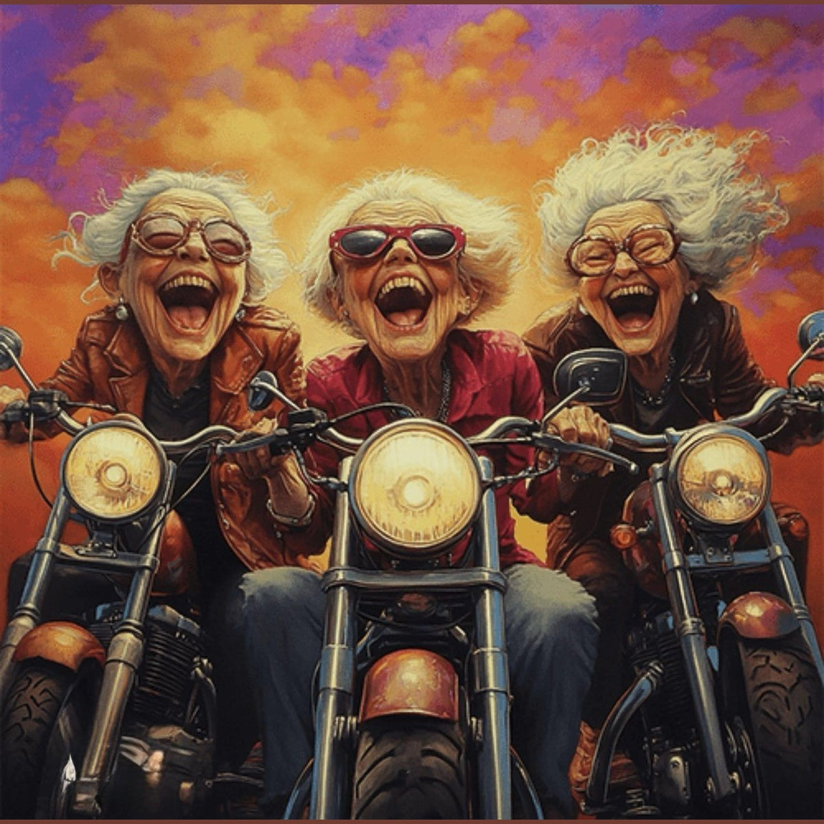 Jolly wrinkles wenskaart motordames