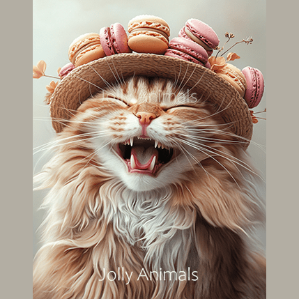 Jolly wrinkles ansichtkaart macaron kat