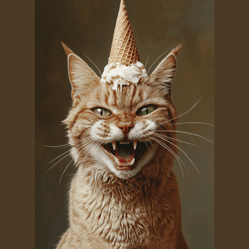 Jolly wrinkles ansichtkaart kat met ijsje