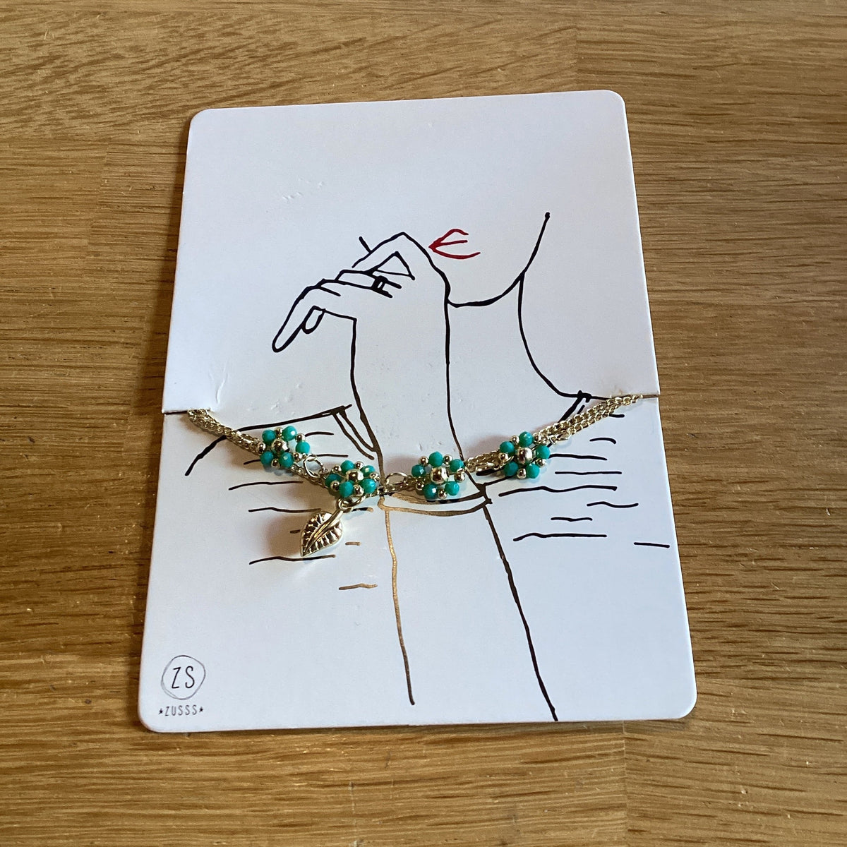 Zusss armband van kraal bloemen turquoise