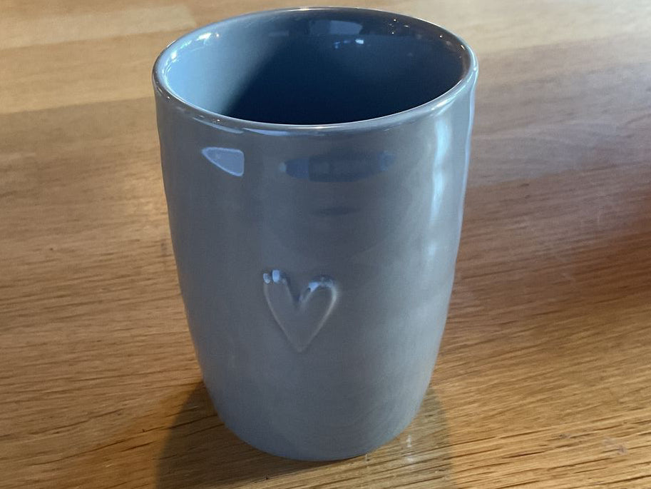 Zusss koffiemok parelmoer hartje grijsblauw