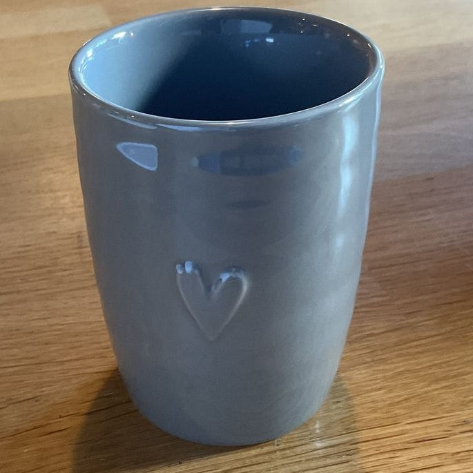 Zusss koffiemok parelmoer hartje grijsblauw