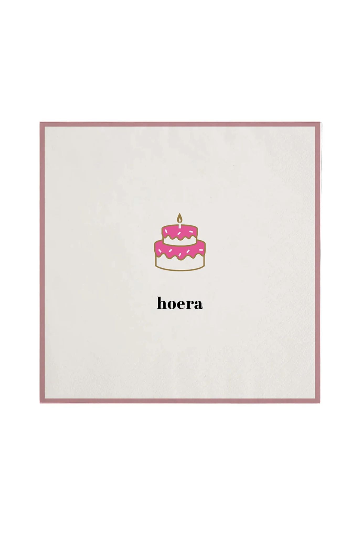 Zusss servetten vierkant hoera taart wit/roze