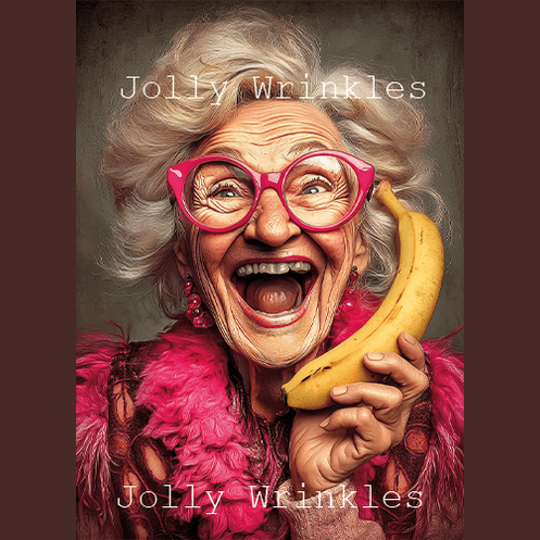 Jolly wrinkles ansichtkaart vrouw belt met banaan