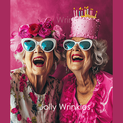 Jolly wrinkles ansichtkaart roze dames