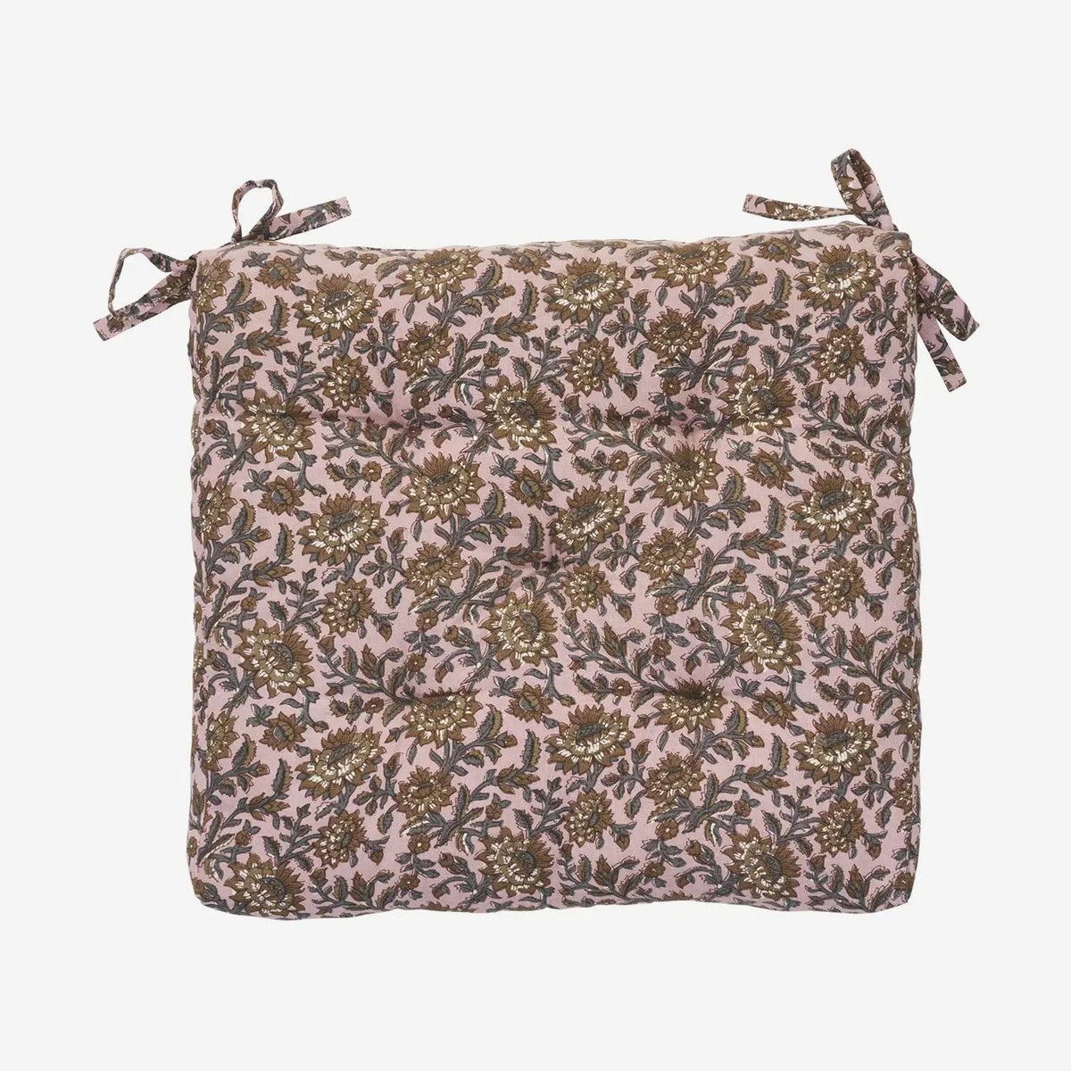 Madam Stoltz printed cotton chair pad pink