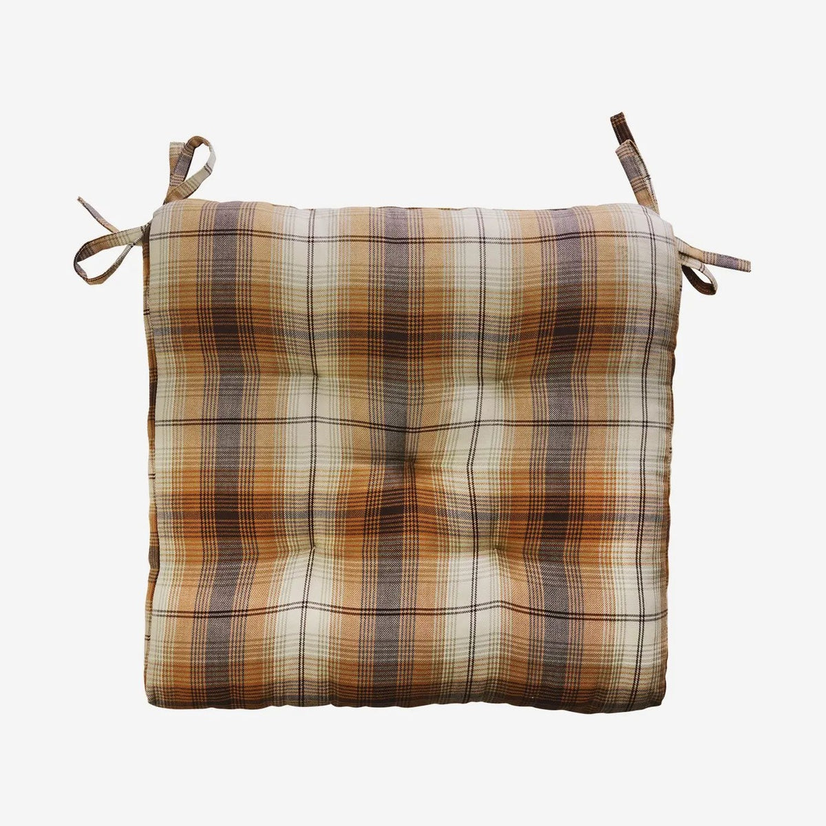 Madam stoltz checked cotton chair pad 1