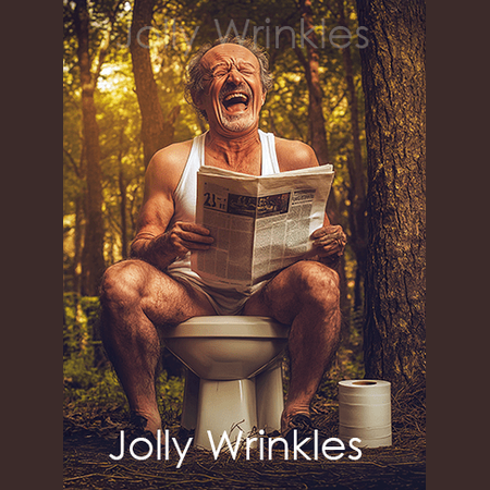 Jolly wrinkles ansichtkaart man op toilet in bos