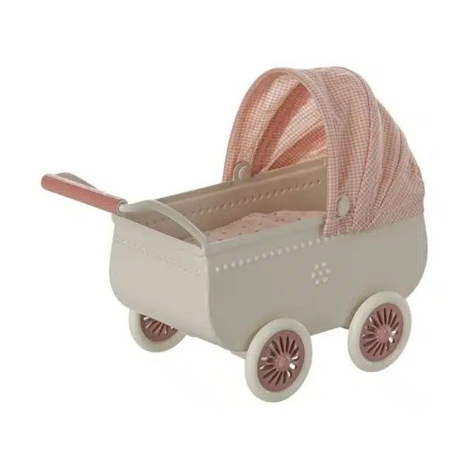 Maileg Pram mouse coral