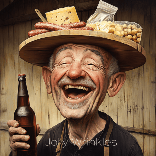 Jolly wrinkles wenskaart Hapje en drankje man