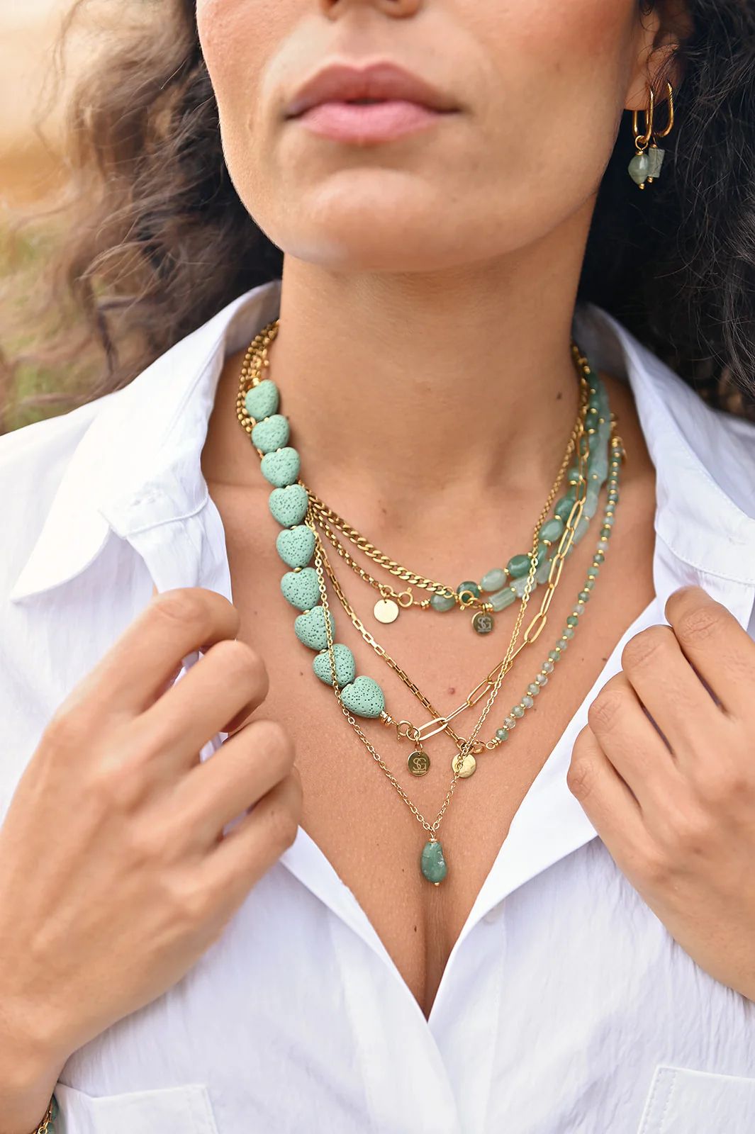 Solid Gold connector necklace lava love 14mm