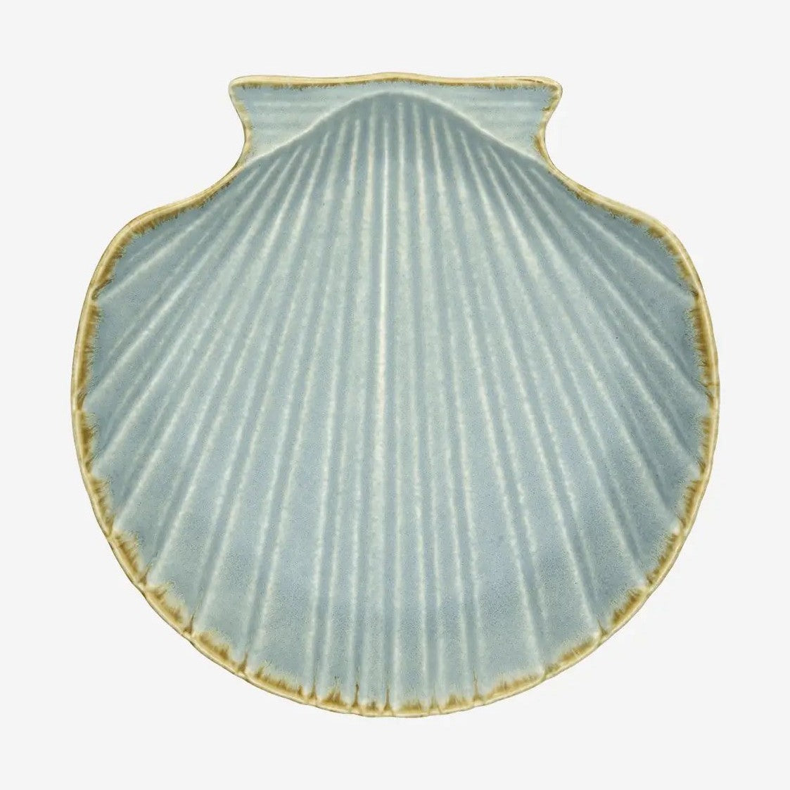 Madam stoltz stoneware sea shell tray Light Blue