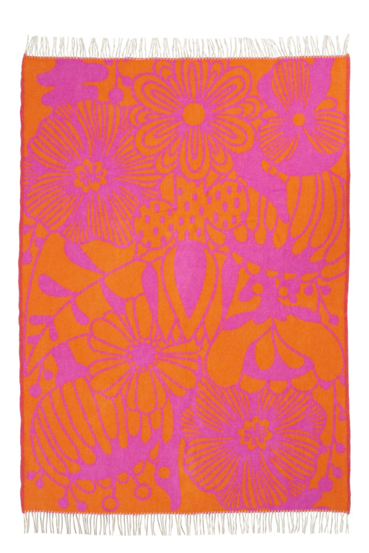 Klippan blomranka cerise/orange 100 lambswool