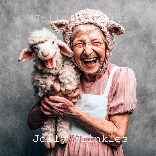 Jolly wrinkles wenskaart portret met schaap