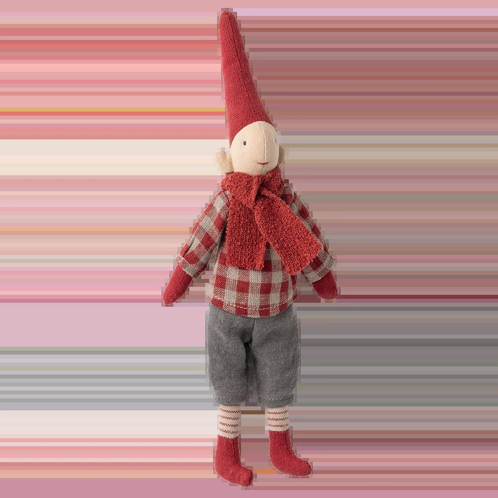 Maileg pixy size 1 boy red checkered shirt
