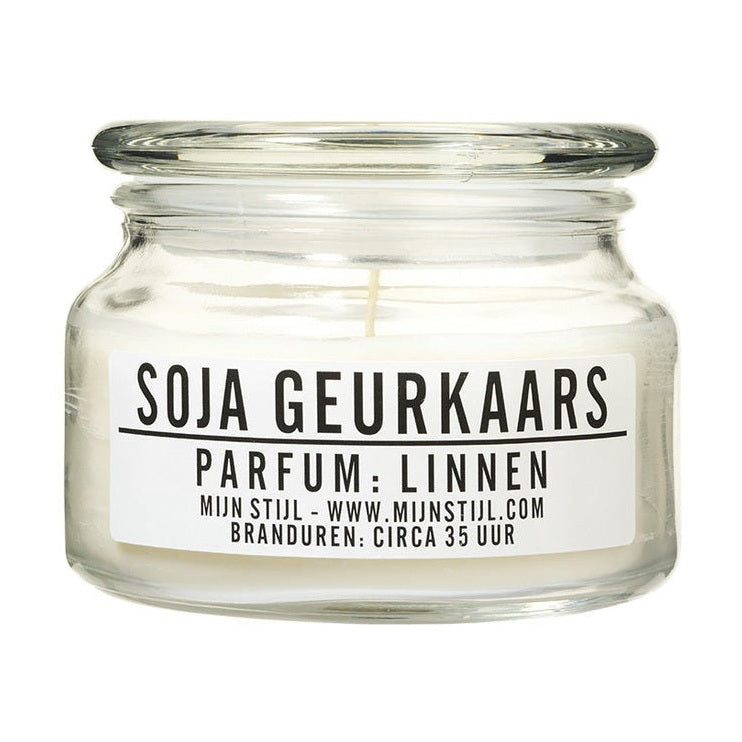 Mijn stijl geurkaars glas linnen soja basis