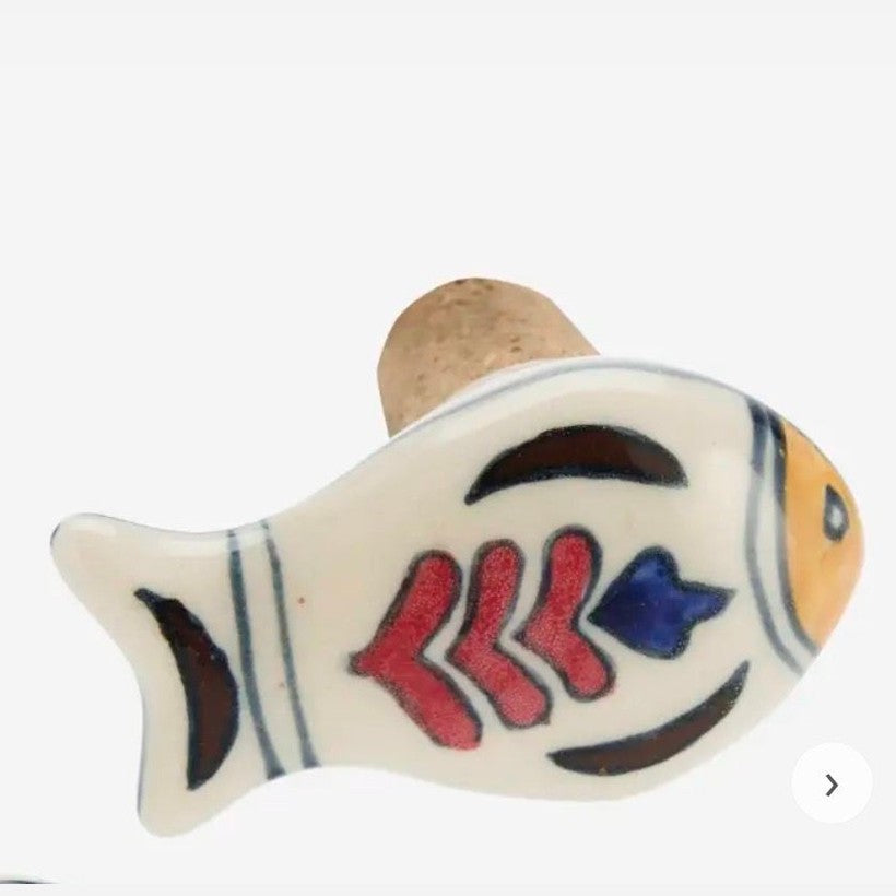 Madam stoltz hand-painted stoneware bottle stopper red