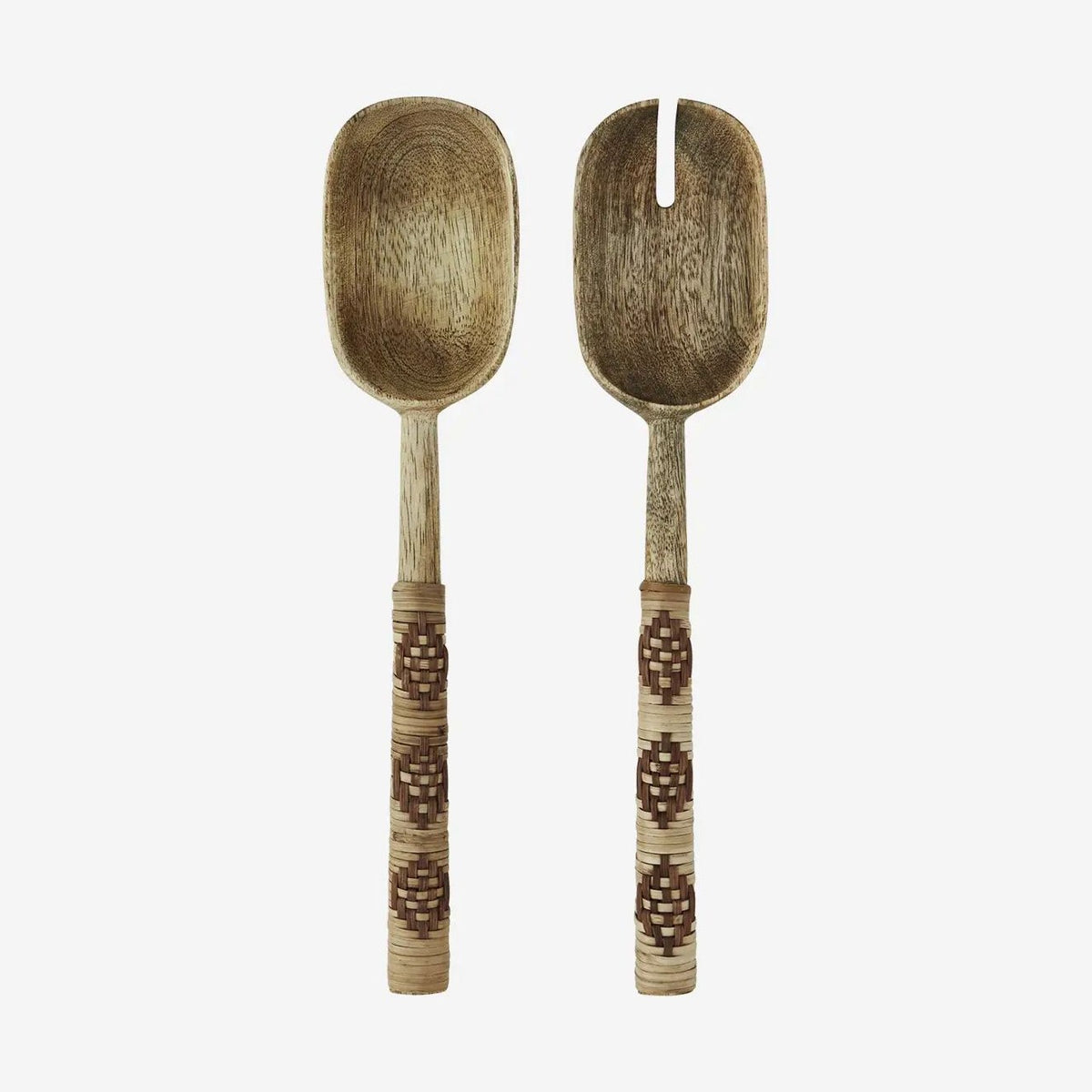 Wooden salad set w/ bamboo brown