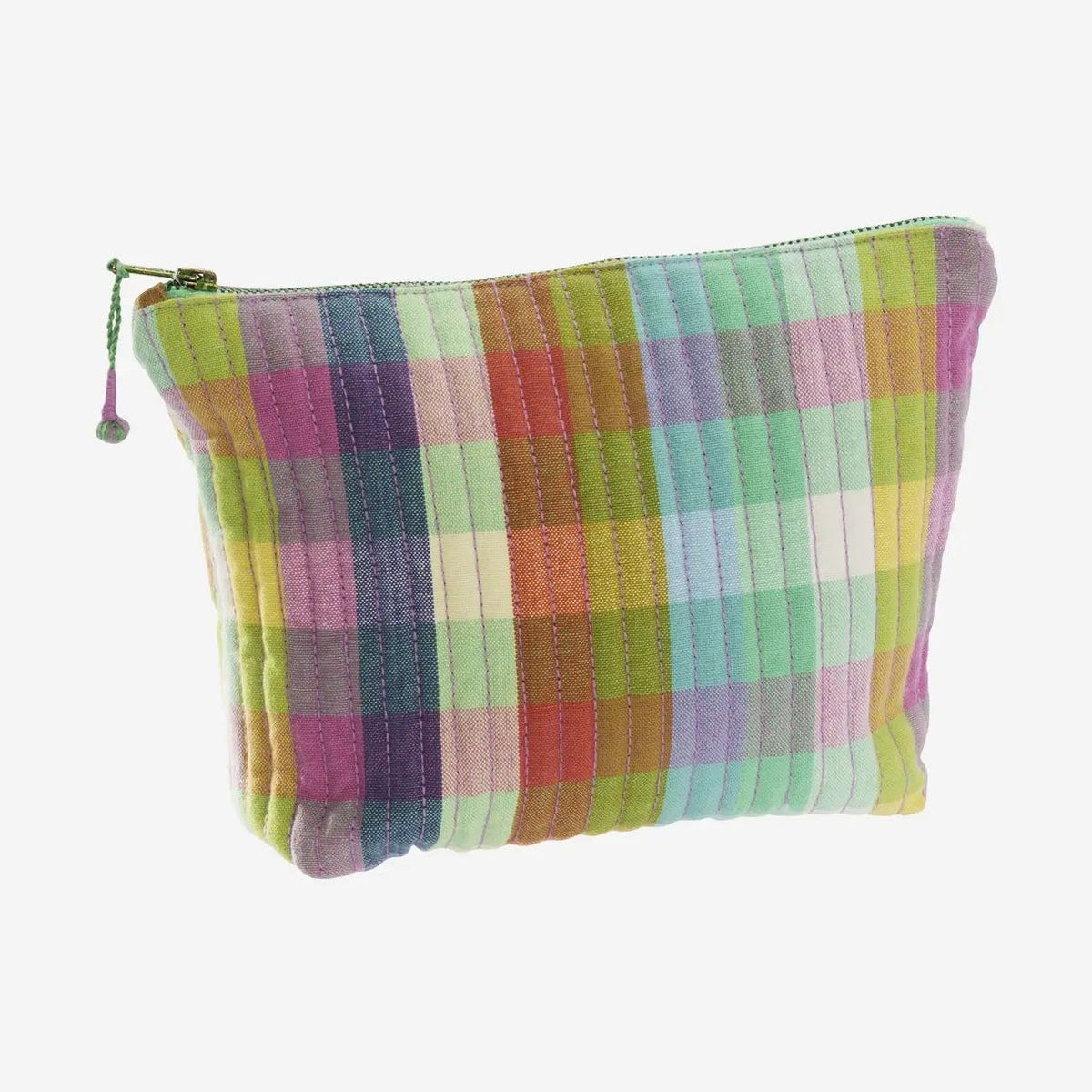 Madam stoltz quilted cotton washbag checked
