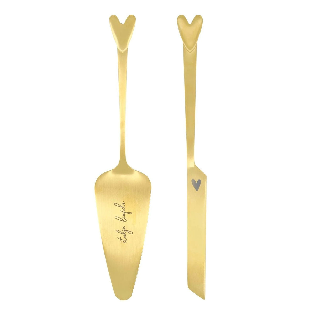 Zusss taartschep en taartmes hartje goud