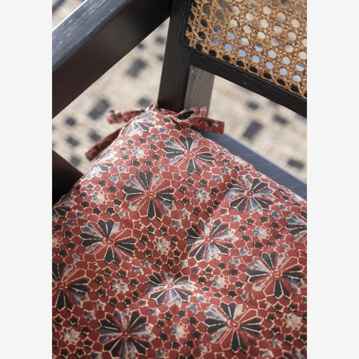 Madam stoltz printed cotton chair pad 2