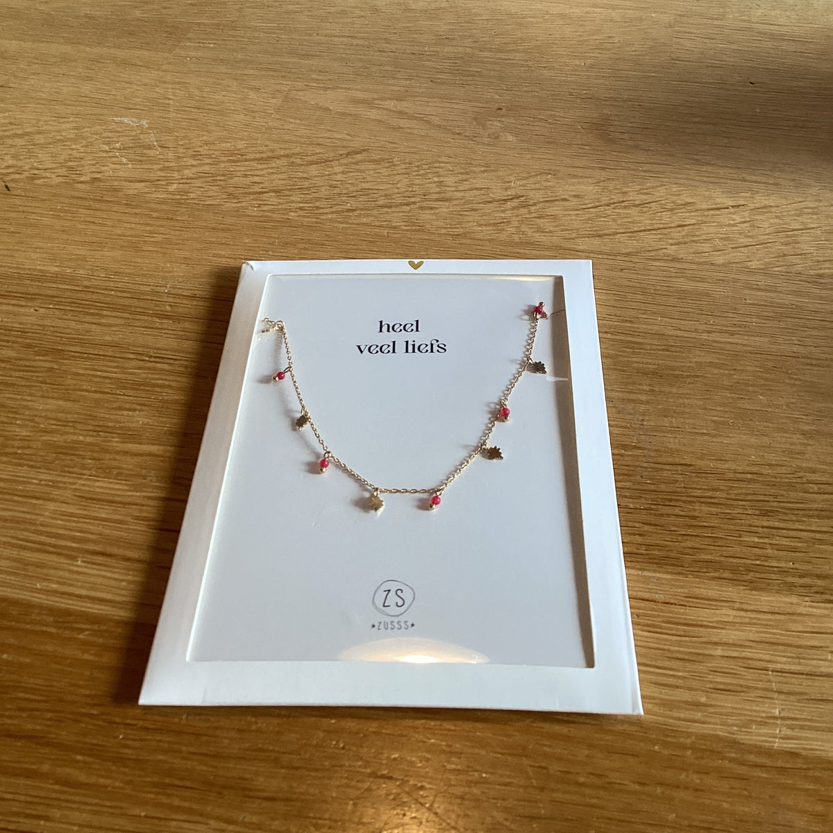 Ketting klavertjes roze rood