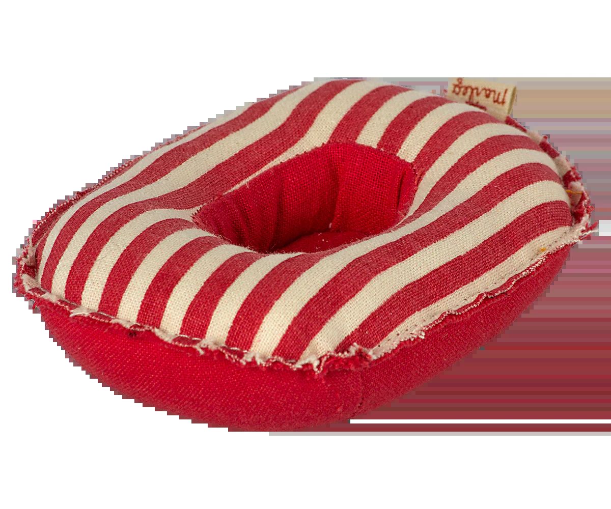 Maileg rubber boat small mouse red stripe