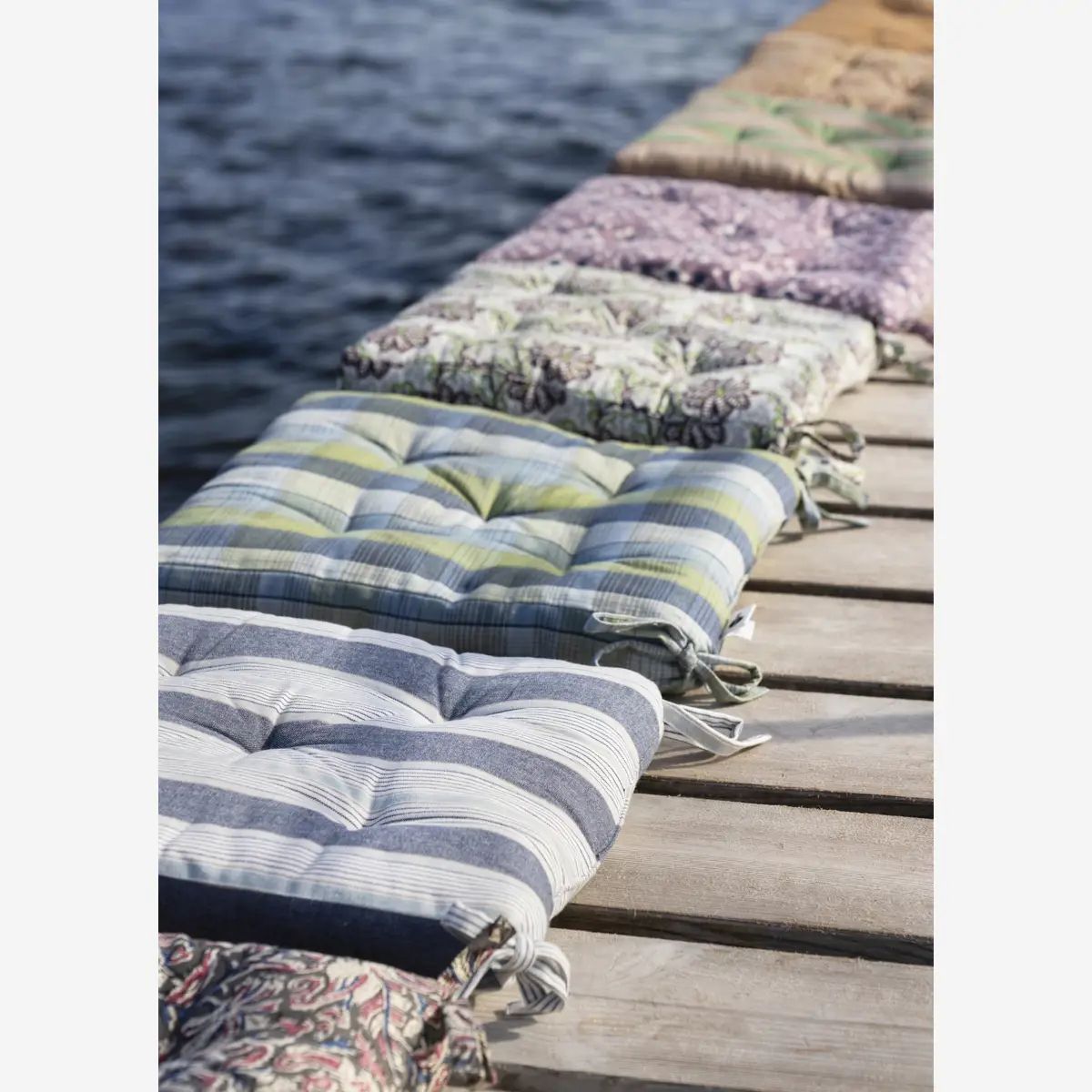 Madam stoltz checked woven cotton chairpad 7