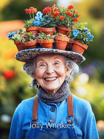 Jolly wrinkles ansichtkaart blauwe plantjes