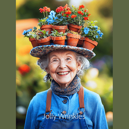 Jolly wrinkles ansichtkaart blauwe plantjes