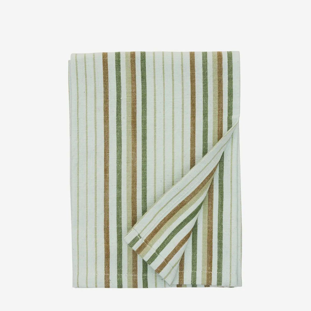 Madam stoltz striped kitchen towel olive green