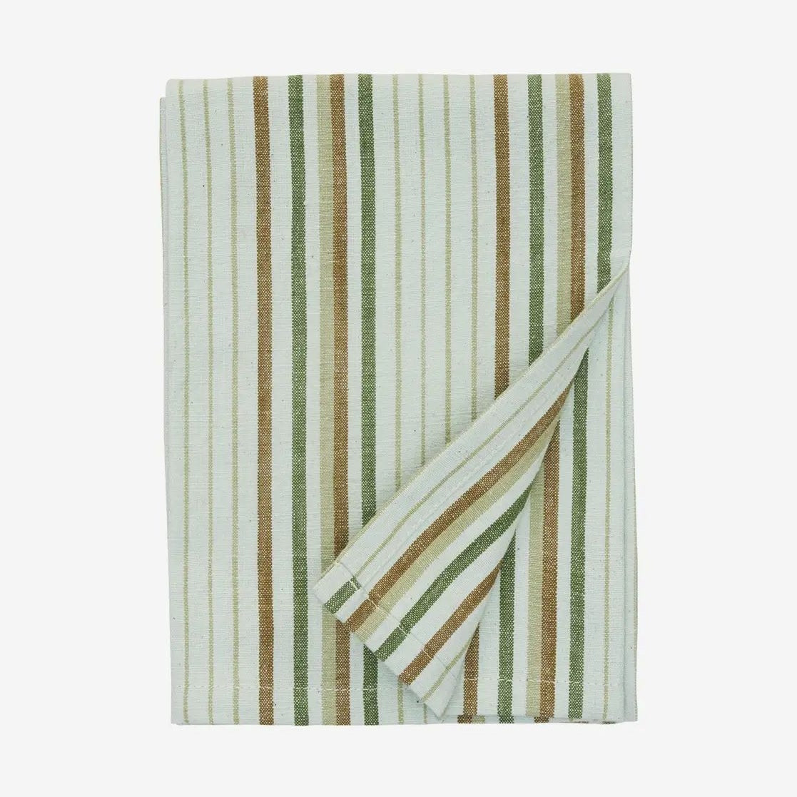 Madam stoltz striped kitchen towel olive green