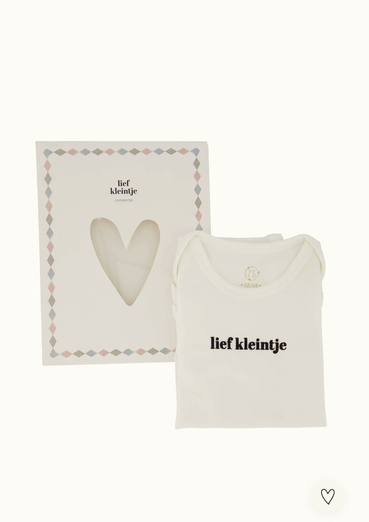 Zusss rompertje lief kleintje in doosje maat 62/68 wit zwart