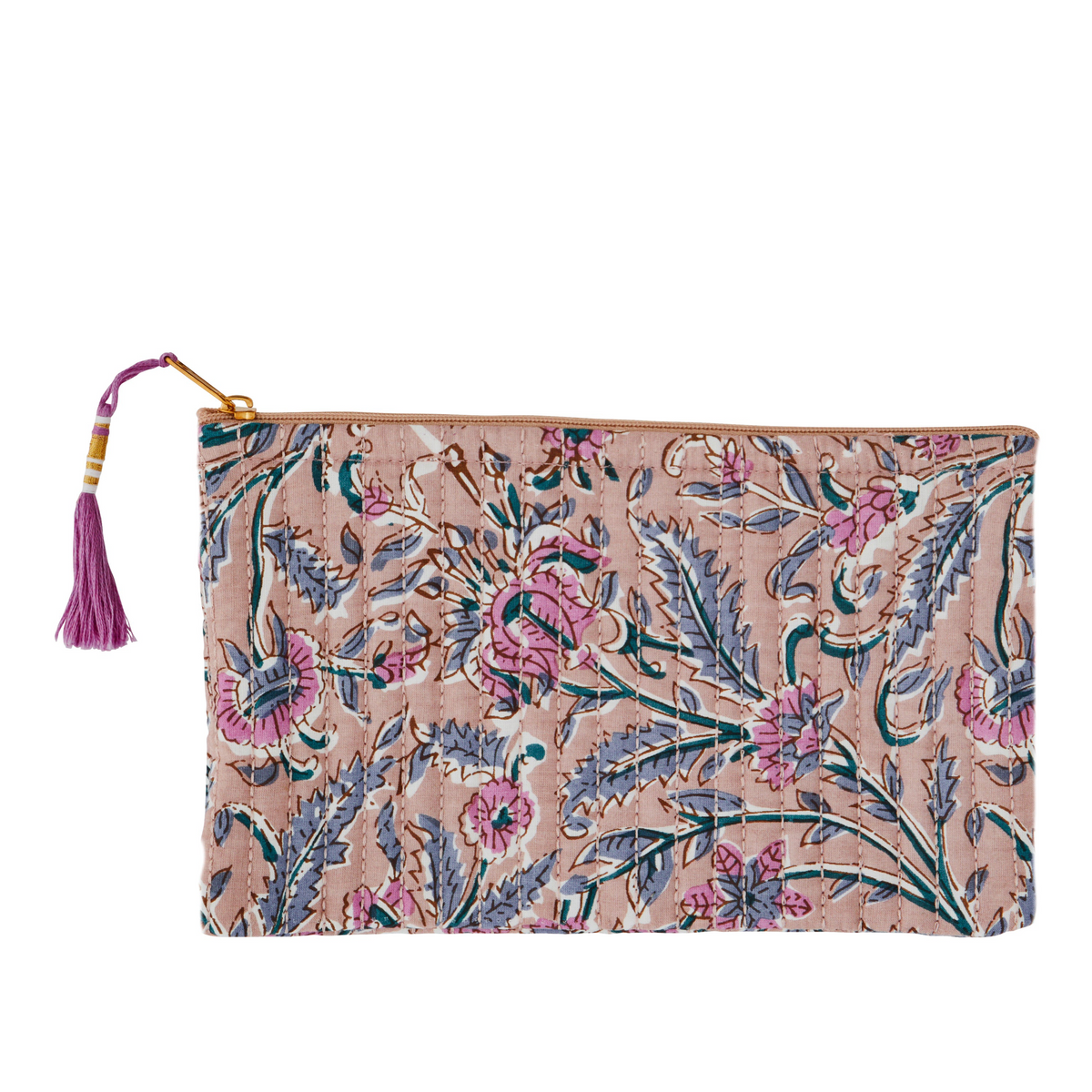 Madam Stoltz quilted cotton pouch pink flower