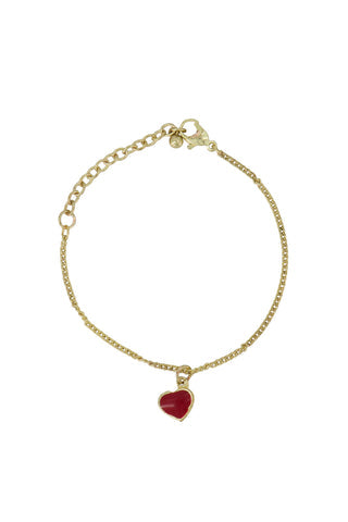 Rode hartjes armband goud