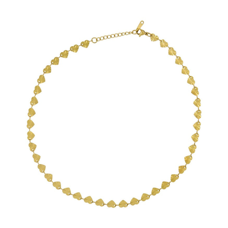 Zusss ketting met structuur hartjes goud
