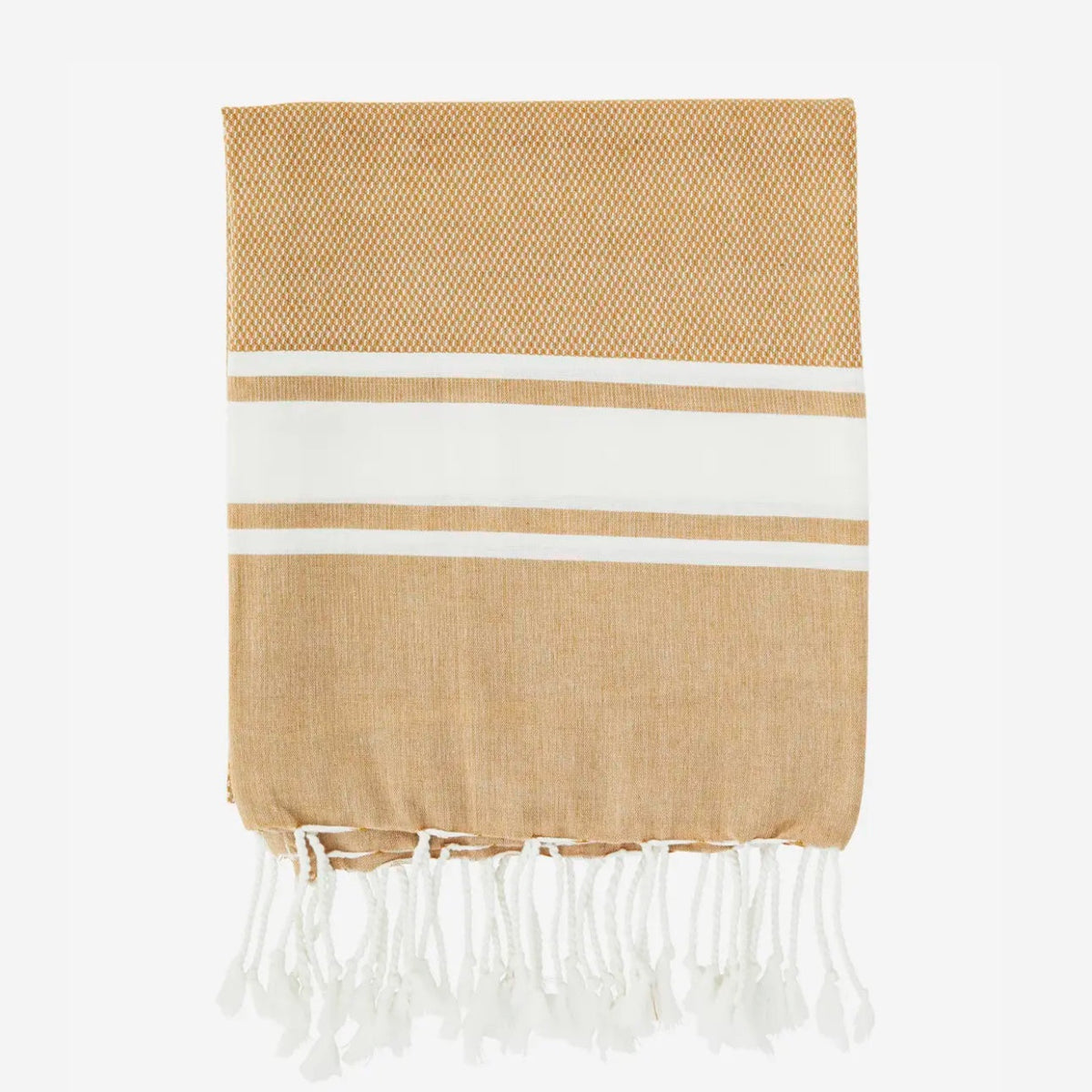 Madam Stoltz Striped hammam towel honey white