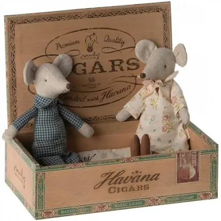 Opa en Oma muis in sigarenbox