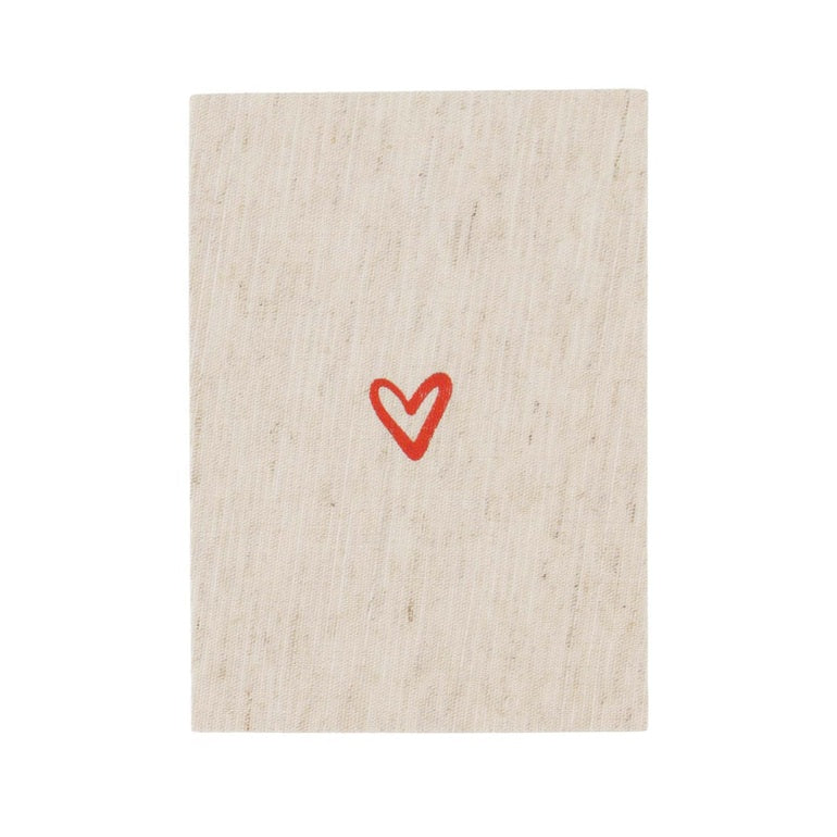 wenskaart hartje rood/linnen