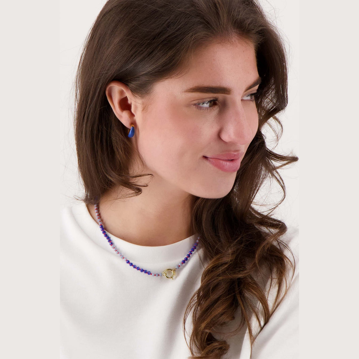 Zusss Ketting van mix kraaltjes zomerblauw